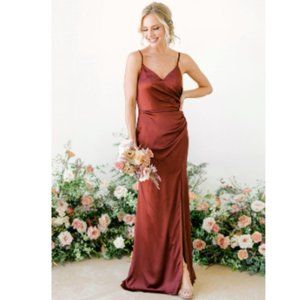 COLOR: BLACK. Revelry Rory Satin Dress. Size 6